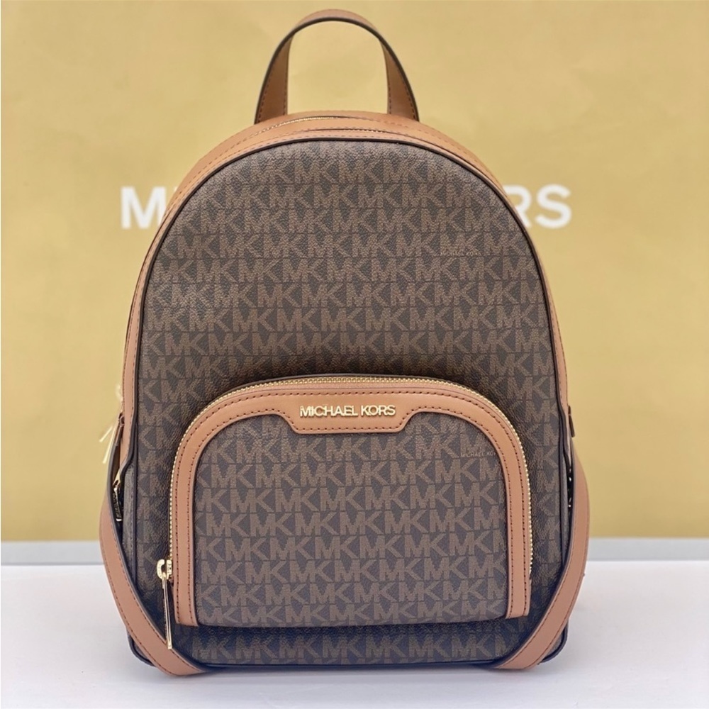 MICHAEL KORS JAYCEE MEDIUM BACKPACK BROWN SIGNATURE COLOR - Picture 2 of 11